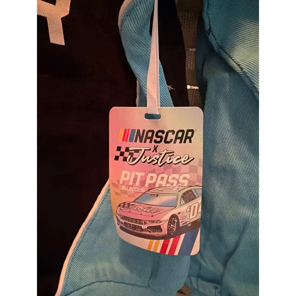 Girl's NASCAR X Justice Collab Racing Jacket Blue Black XL Snap Button NEW